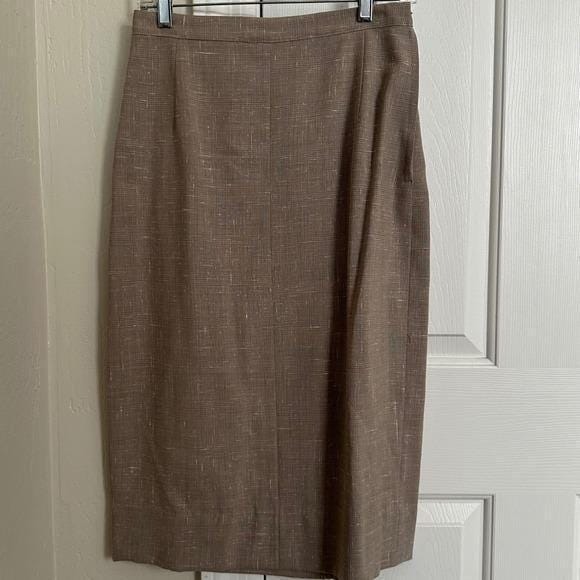 Vintage 50s/60s Lilli Ann Skirt Suit | Mink Fur Trim Pleated Sleeves Taupe Wool - Picture 10 of 16